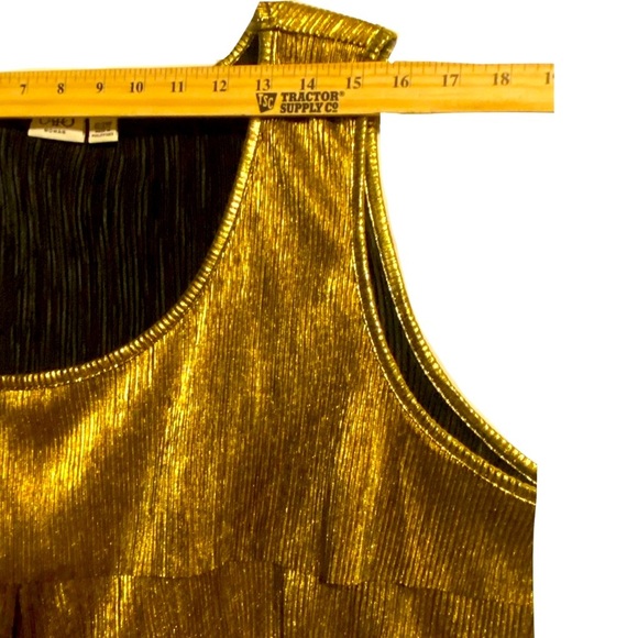 Retro Glam Gold Sleeveless Shirt Blouse 22/24 Mobwife Tiered Ruffled Scoop Neck - Picture 7 of 10